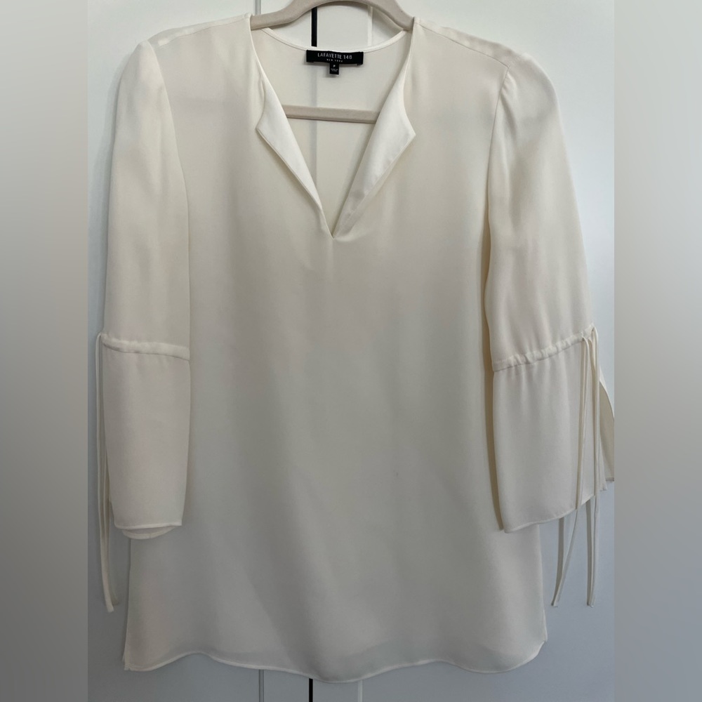 Lafayette 148 Silk Georgette Blouse in Cloud